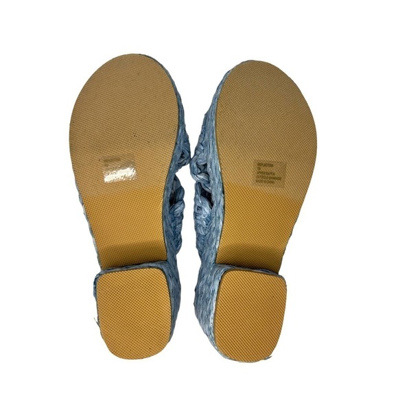 NWOT Beach by Matisse Vegan Reflection Blue Raffia Platform Slide Sandals size 7 - Picture 8 of 10